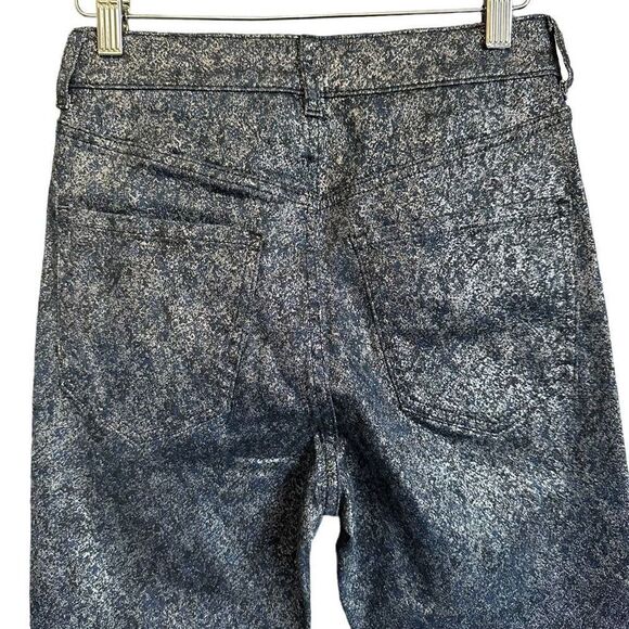 Express Slim Super High Rise Jacquard Silver Metallic Blue Jeans - Picture 5 of 7